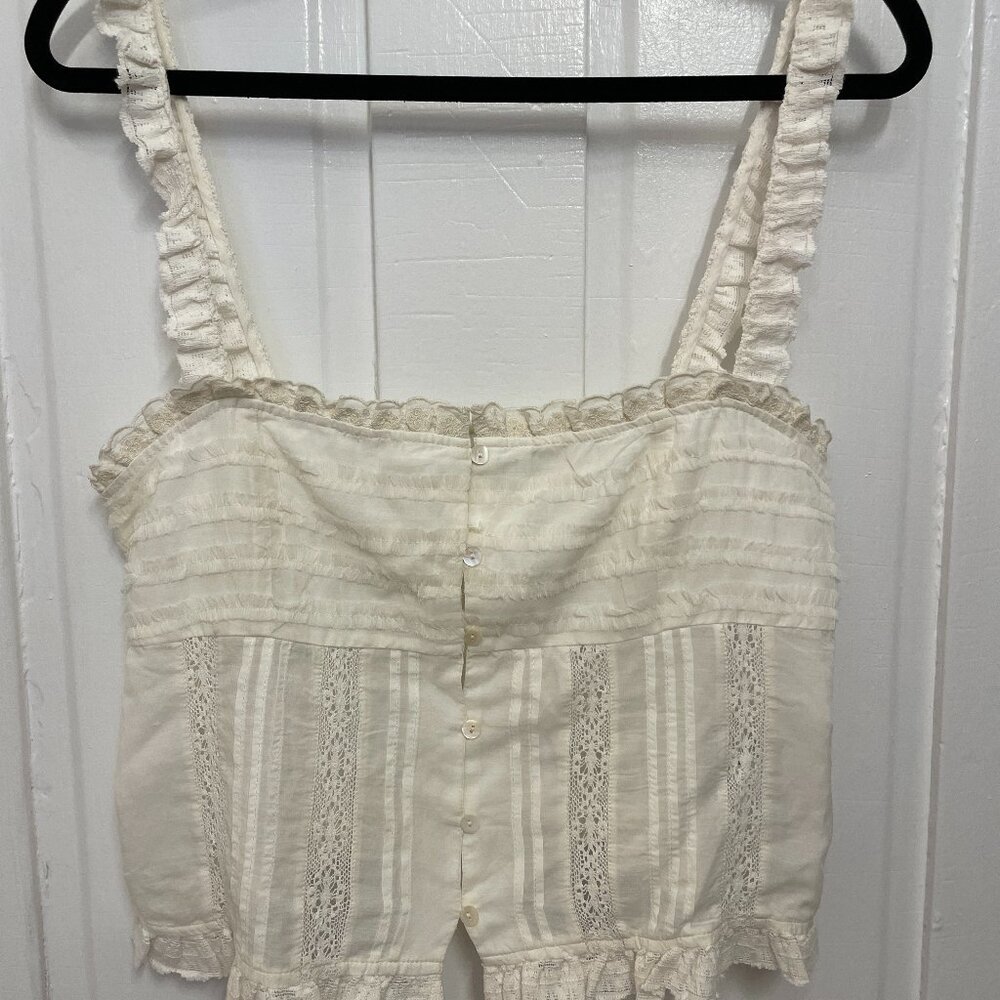 NWT Zara white boho tank top, size Large